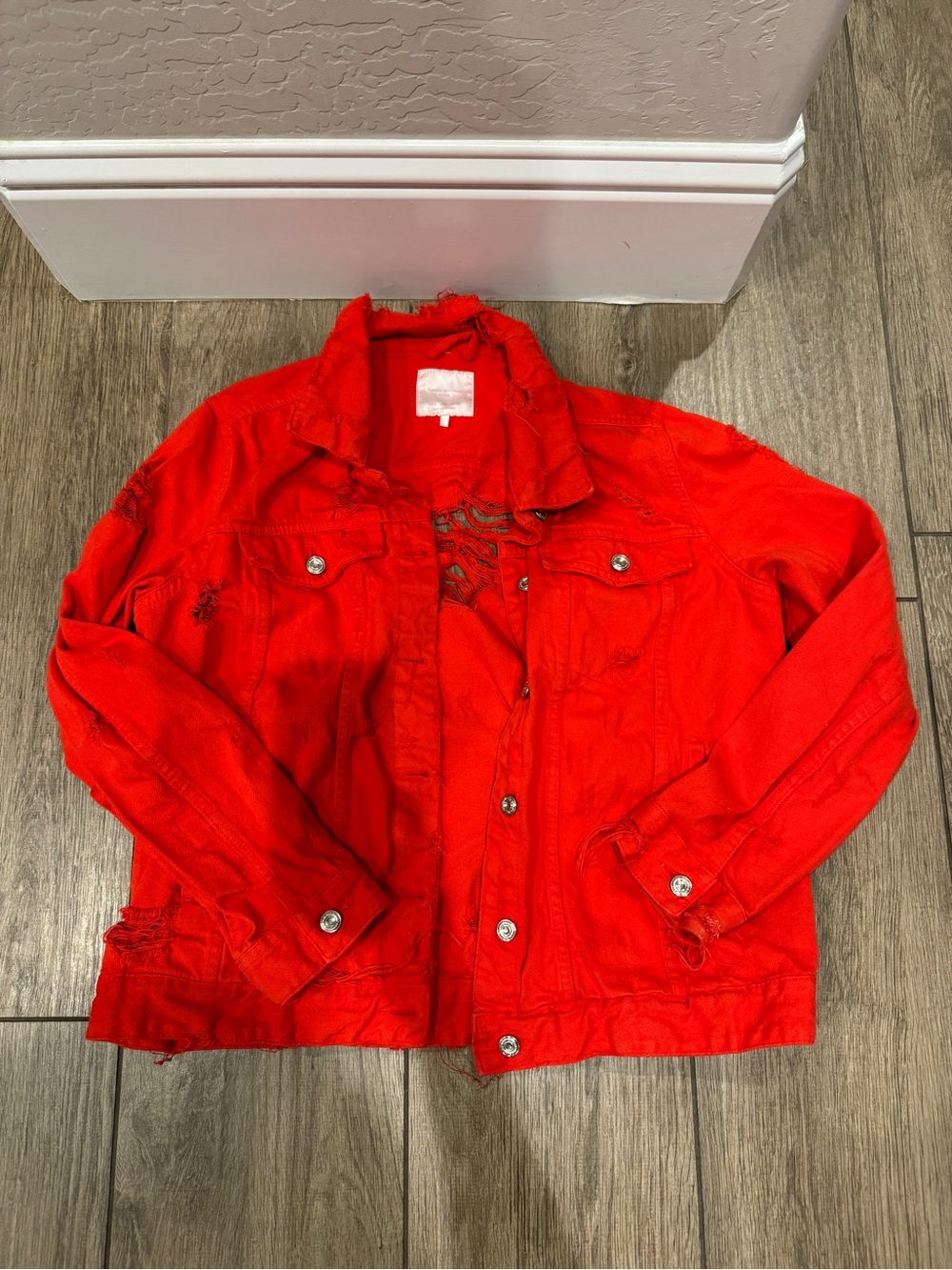 Zara Bright Red Denim Jacket